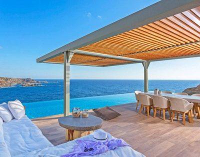 Superb luxury seafront villa with pool near Chania